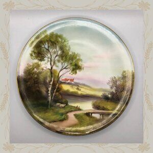 Signed Vintage Hand Painted Round Noritake Plate
